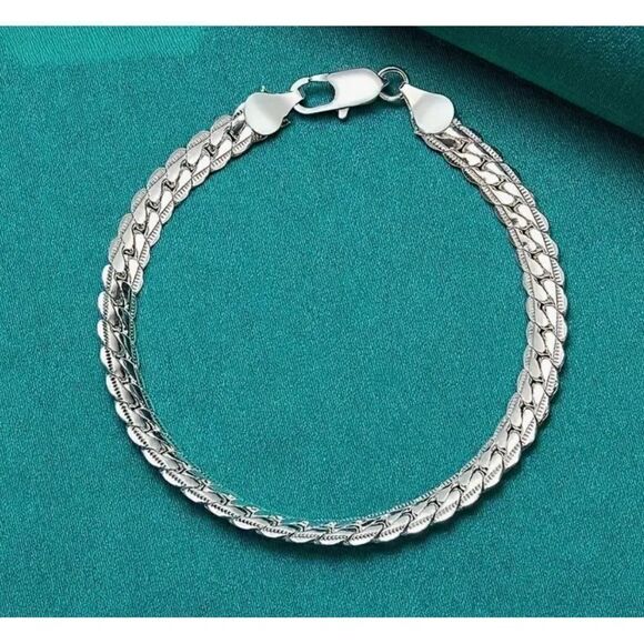🩶 NEW 925 silver flat rope sparkling bracelet 🩶 - Picture 1 of 7